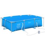 Outsunny Piscina Desmontable Tubular 252x152x65 cm con Depuradora de Cartucho 1,200L/H Piscina Rectangular de Exterior para Adultos y Niños 2163L Azul(c-1)