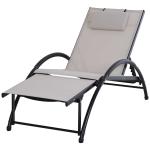 Outsunny Tumbona Reclinable con Respaldo Ajustable en 5 Posiciones y Reposacabezas Extraíble Acolchado Aluminio Textilene para Jardín Terraza Balcón 171x64x82 cm Gris(c-2)