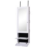 HOMCOM Espejo Joyero Armario de Joyería Montado en Pared o Colgado en Puerta con 2 Cajones Altura Ajustable 35.5x9.5x102cm(c-5)