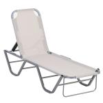 Outsunny Tumbona de Jardín con Respaldo Ajustable en 5 Posiciones de Aluminio y Textilene para Terraza Patio Exterior 163x58,5x91 cm Beige(c-3)