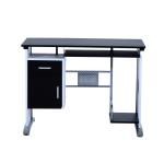 HOMCOM Mesa de Ordenador Escritorio de PC Mesa con Armario para Hogar 100x52x75cm Negro y Plata(c-2)