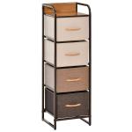 HOMCOM Cómoda de Tela con 5 Cajones Extraíbles y Plegables Base Elevada Mueble de Almacenamiento para el Dormitorio Salón 58x29x99 cm Multicolor(c-1)