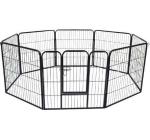HOMCOM Parque para Mascotas Perros 8 Vallas 80x100cm Corral Plegable con Puerta y Doble Pestillo Paneles Metálicos Cerca de Entrenamiento Negro(c-2)