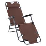 Outsunny Tumbona Reclinable y Plegable con Respaldo Ajustable Reposabrazos Almohada y Reposapiés para Jardín Balcón Carga 136 kg 135x60x89 cm Negro(c-2)