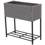 Outsunny Jardinera Exterior para Huerto Urbano Mesa de Cultivo Rectangular para Balcón Alta con Estante 70x30x70 cm Marrón(c-2)