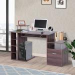 HOMCOM Mesa de Escritorio en Forma de L Escritorio de Ordenador con Soporte de Monitor Estante Independiente 150x150x76cm Madera y Blanco(c-2)