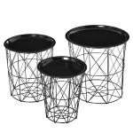 HOMCOM Juego de 3 Mesas Auxiliares Apilables Cestas de Metal con Bandeja Extraíble y Espacio de Almacenamiento Estilo Moderno para Salón Sofá Diámetro Ø43 Ø35 y Ø30 Gris(c-1)