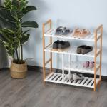 HOMCOM Zapatero Multiuso de 4 Niveles Máximo 11 Pares con Compartimento para Botas Altas Estantería de Zapatos Madera Maciza de Pino 68x26x78 cm Blanco(c-2)