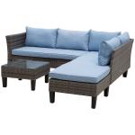 Outsunny Columpio Jardín tipo Balancín Mecedora de Ratán con 3 Plazas para Jardín y Terraza con Toldo Regulable y Cojín - 198x124x179cm(c-1)