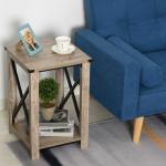 HOMCOM Mueble Auxiliar de Estilo Industrial Retro con Gran Cajón Estante Abierto Superficie Espaciosa Marco de Metal Mesa Multifuncional 73x45,5x76 cm(c-5)