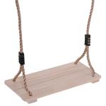 HOMCOM Columpio Infantil al Aire Libre Columpio con Cuerda Asiento 40x16cm de Madera Pino para Adultos y Niños(c-3)