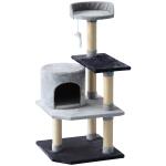 PawHut Árbol Rascador para Gatos Torre de Escalada con Plataformas Caseta Bola y Cuerda de Juego Poste de Sisal 48x40x100 cm Beige(c-2)