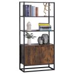 HOMCOM Estantería de Almacenaje con 5 Estantes Librería Multiusos para Estudio Oficina con Base Elevada 45x21x170cm Blanco y Roble(c-2)
