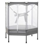 HOMCOM Cama Elástica para Niños Mayores de 3 Años Trampolín Infantil con Red de Seguridad y Arnés Interior y Exterior Carga 50 kg 150x133x168 cm Gris(c-4)