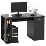 HOMCOM Mesa Escritorio para PC Mesa de Ordenador con Estantes abiertos y baldas Ajustables Armario Soporte para CPU y Bandeja Extraíble 120x60x74 cm Negro(c-2)