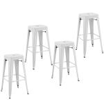 HOMCOM Conjunto de 4 Taburetes de Bar Estilo Industrial Apilables y con Reposapiés Aptos para Interiores y Exteriores 43x43x76 cm Carga Hasta 120kg Color Blanco(c-1)