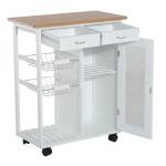 HOMCOM Carro de Cocina Carrito de Servicio Móvil Multiusos con 3 Estantes Bandeja Botellero Soporte Copas y barra para Comedor 77x44,5x91 cm Madera Rústica(c-5)