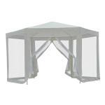 Outsunny Carpa Gazebo 3,9x2,5m tipo Cenador Hexagonal con Mosquitera para Jardín y Terraza φ3.9m de Poliéster Repelente al Agua Color Crema(c-1)