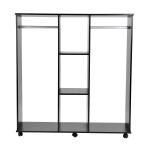 HomCom® Armarios Roperos Móvil con Doble Riel 3 Estantes Organizador 120x40x128cm Negro(c-1)