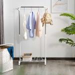 HOMCOM Perchero Burro de Doble Barra para Colgador Ropa Zapatero con 3 Estantes Pies Ajustables 122x42.5x151cm(c-1)