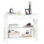 HOMCOM Mesa Consola de Entrada Recibidor con 2 Cajones y 2 Estantes Inferiores Mueble Moderno Base Elevada Antivuelco 100x30,5x80 cm Negro(c-2)