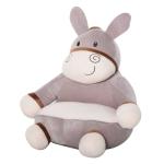 HOMCOM Puff Infantil Diseño de Burrito Sillón para Niños +18 Meses de Franela Asiento Acolchado Alfombra Antideslizante para Dormitorio Sala de Juegos 60x55x60 cm Gris(c-2)