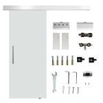 HOMCOM Puerta Corredera con Cristal Translúcido de Seguridad 90x205 cm Puertas Corrediza Deslizantes sin Obra(c-1)
