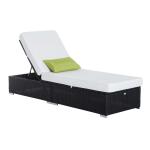 Tumbona tipo Silla Reclinable y Almohada para Exterior - Color Negro Crema - Ratán Aluminio - 195 x 68 x 31 cm(c-3)