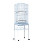 PawHut Jaula de Pájaros con 2 Puerta Jaulas para Aves con 4 Ruedas Universales Jaulas para Canarios Loros 47,5x37x153 cm Blanco(c-2)
