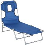 Tumbona Reclinable y Plegable con Almohada para Leer o hacer Masajes - Color Azul - Acero - 190x56x28 cm(c-2)