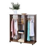 HomCom® Armarios Roperos Móvil con Doble Riel 3 Estantes Organizador 120x40x128cm Negro(c-3)