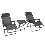 Outsunny Juego de 2 Tumbonas y 1 Mesa Plegable Silla Gravedad Cero Tumbonas de Exteriores Relajante Respaldo Reclinable Textilene para Jardín Patio(c-2)