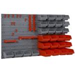 DURHAND Estante de Pared Organizador para Herramientas Estanterías de Almacenaje con 28 Cajas Apilables y Diferentes Ganchos 63,5x22,5x95,5cm(c-3)