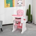 HOMCOM Trona para Bebés 3 en 1 para +6 Meses Multifuncional Ajustable en 3 Posiciones Respaldo Alto Acolchado con 2 Bandejas 57x59x105cm Verde(c-4)