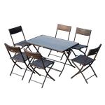 Outsunny Conjunto de Muebles de Jardín 3 Piezas Ratán Plegable Set de 2 Sillas 58x54x73 cm 1 Mesa Ø60x70 cm para Balcón Terraza Patio Marco Acero Marrón(c-4)
