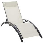 Outsunny Tumbona Reclinable con Respaldo Ajustable en 5 Posiciones y Reposacabezas Extraíble Acolchado Aluminio Textilene para Jardín Terraza Balcón 171x64x82 cm Gris(c-3)