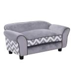 PawHut Sofá para Mascotas Sofá Acolchado para Perros y Gatos de Madera con Cojín Grueso Patas y Bolsillo de Almacenaje 68,5x40,5x40,5 cm Gris(c-2)