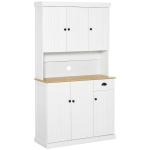 HOMCOM Mueble Aparador auxiliar de Cocina Alacena Buffet Armario de Comedor con Estantes Interiores Ajustables y Cajón 80x48x170 cm Blanco(c-3)