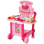 HOMCOM Cocinita de Juguete para Niños de +3 Años Juego de Cocina Infantil Incluye 38 Piezas con Efectos de Luz Sonidos Almacenaje 51x30x73 cm Rosa(c-2)