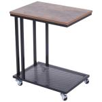 HOMCOM Mesa Lateral Mesa Auxiliar con Ruedas para Sofá Salón Dormitorio Estilo Industrial Retro Mesa Café Ordenador Metal y Madera 51x36x61cm(c-2)