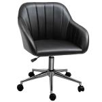 Vinsetto Silla de Oficina Ergonómica Silla Escritorio Giratoria con Altura Ajustable Respaldo y Reposabrazos de Piel Sintética Carga 120 kg 60x59x79-89 cm Gris(c-2)