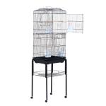PawHut Jaula de Pájaros con 2 Puerta Jaulas para Aves con 4 Ruedas Universales Jaulas para Canarios Loros 47,5x37x153 cm Blanco(c-1)