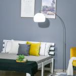 HOMCOM Lámpara de Pie Ajustable en Altura de 130-180 cm con Interruptor de Pie Necesaria Bombilla E27 Máx. 40 W Excluida y Pantalla Giratoria 360° Dormitorio Blanco(c-3)