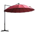 Outsunny Parasol Sombrilla de Jardín Ø300 cm de Diámetro con Manivela y Poste Giratorio 360° Techo Inclinable en 6 Posiciones Base Cruzada Incluida Gris(c-2)