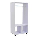 HomCom® Armarios Roperos Móvil con Doble Riel 3 Estantes Organizador 120x40x128cm Negro(c-2)