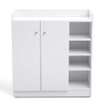 HOMCOM Zapatero Armario Madera Mueble Zapatero Gabinete 2 Puertas 4 Estantes Baldas Interiores Ajustables 83x30x90cm Blanco(c-1)