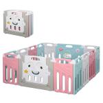 HOMCOM Parque Infantil Bebé de 14 Paneles Corralito Plegable con Puerta y juegos para Niños de +6 Meses Interior y Exterior 156x154x59 cm Multicolor(c-1)