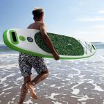 HOMCOM Tabla de Paddle Surf Hinchable con Remo Ajustable entre 160-210 cm Carga 100kg Aleta Extraíble Bolsa de Transporte e Inflador PVC 305x76x10 cm Verde(c-1)