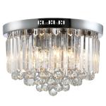 HOMCOM Lámpara de Techo de Cristal Lámpara de Araña Colgante Gota de Lluvia Porta lámpara GU10 de 25W para Hotel Pasillo Sala de Estar Ф40x90 cm Plata(c-2)