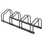 HOMCOM Aparcamiento para 4 Bicicletas Soporte de Acero para Aparcar Bicicletas en el Suelo Estacionamiento para Interior y Exterior 100x33x27 cm Negro(c-6)